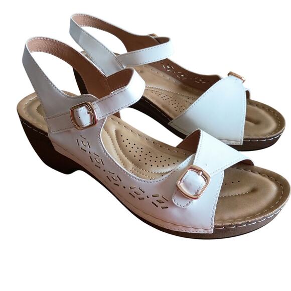 Patrizia Spring Step "Shantay" White Wedge Platform Sandal Women 42 (US10.5 -11) - Picture 2 of 12